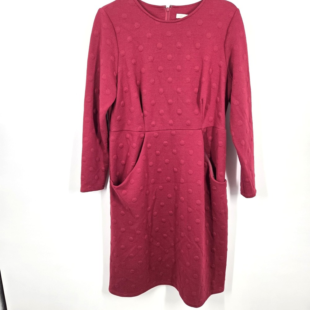 Anthropologie Hutch Empire Waist Red A-Line Sweater Dress XXL Classic Polka Dot
